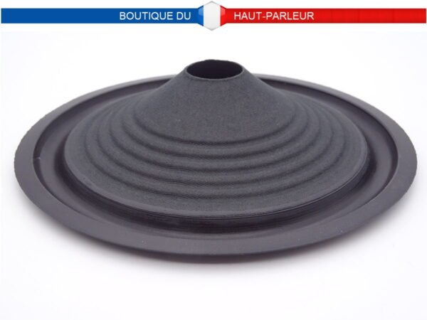 Membrane haut-parleur 20 cm en carton avec suspension caoutchouc assemblée, pour montage d'une bobine mobile de 25,4mm de diamètre