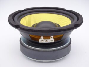 Ce haut-parleur dispose d’une forte acceptation des pics de puissance due à la construction particulièrement technique de sa bobine mobile. Son gros aimant très puissant allié à la membrane en Kevlar et à une bobine 4 couches offre un résultat acoustique étonnant : rapidité et précision dans toute la largeur du spectre couvert par le haut-parleur.