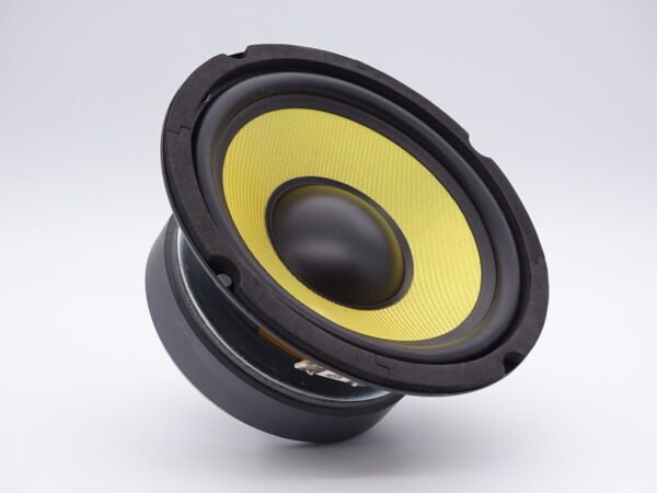 Ce haut-parleur dispose d’une forte acceptation des pics de puissance due à la construction particulièrement technique de sa bobine mobile. Son gros aimant très puissant allié à la membrane en Kevlar et à une bobine 4 couches offre un résultat acoustique étonnant : rapidité et précision dans toute la largeur du spectre couvert par le haut-parleur.