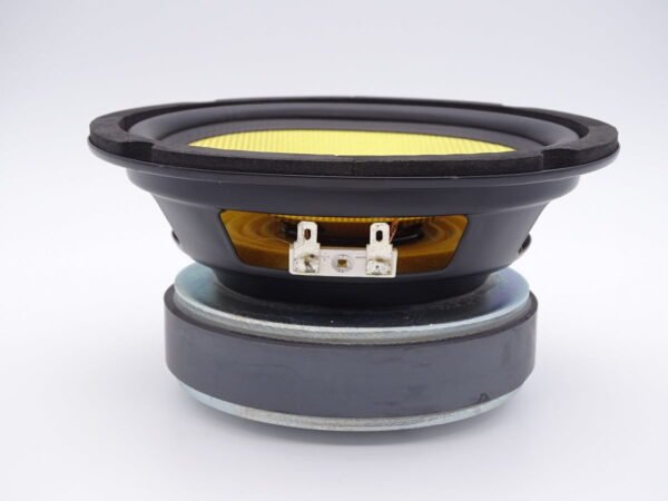 Ce haut-parleur dispose d’une forte acceptation des pics de puissance due à la construction particulièrement technique de sa bobine mobile. Son gros aimant très puissant allié à la membrane en Kevlar et à une bobine 4 couches offre un résultat acoustique étonnant : rapidité et précision dans toute la largeur du spectre couvert par le haut-parleur.
