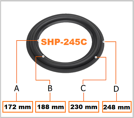 HP-245C suspension haut-parleur BHP Audio rubber surround edge